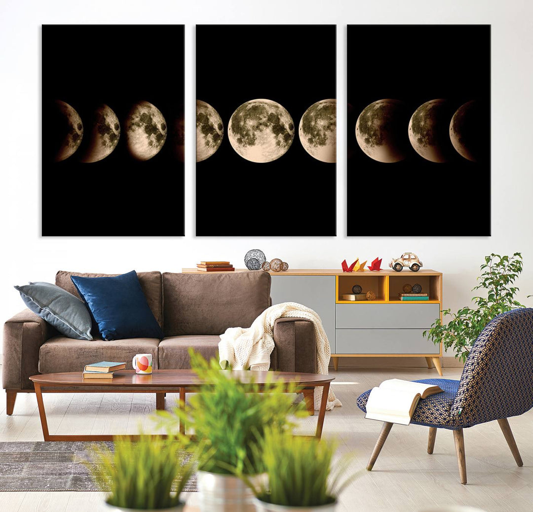 Moon Phases Canvas, Lunar Eclipse Canvas Art, Moon Phases Decor, Moon Canvas, Lunar Eclipse Style Canvas, Space Canvas, Space Home Decor Art