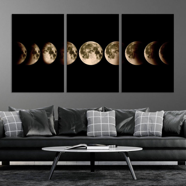 Moon Phases Canvas, Lunar Eclipse Canvas Art, Moon Phases Decor, Moon Canvas, Lunar Eclipse Style Canvas, Space Canvas, Space Home Decor Art