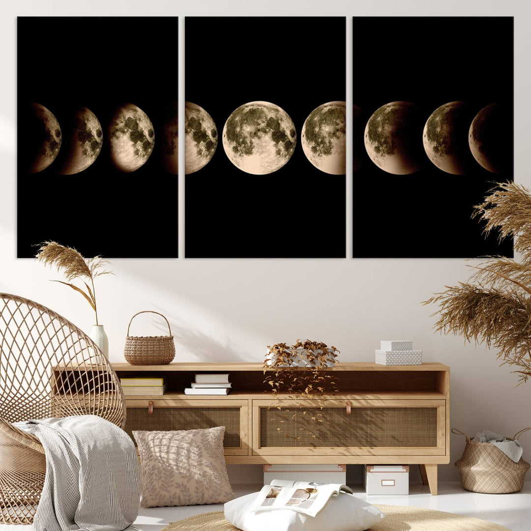 Moon Phases Canvas, Lunar Eclipse Canvas Art, Moon Phases Decor, Moon Canvas, Lunar Eclipse Style Canvas, Space Canvas, Space Home Decor Art