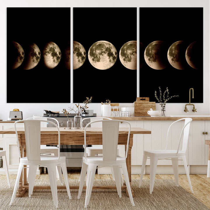 Moon Phases Canvas, Lunar Eclipse Canvas Art, Moon Phases Decor, Moon Canvas, Lunar Eclipse Style Canvas, Space Canvas, Space Home Decor Art