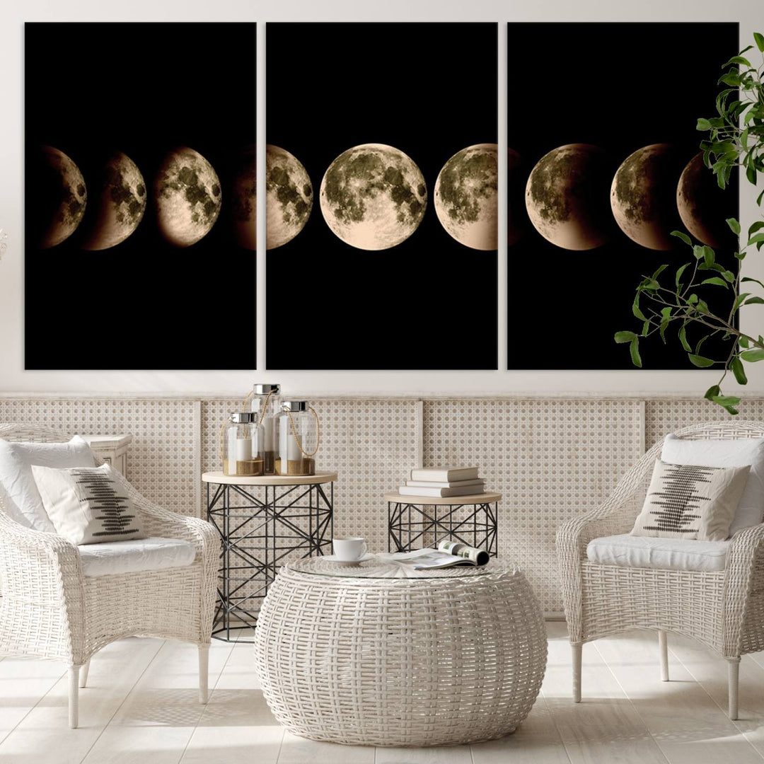 Moon Phases Canvas, Lunar Eclipse Canvas Art, Moon Phases Decor, Moon Canvas, Lunar Eclipse Style Canvas, Space Canvas, Space Home Decor Art