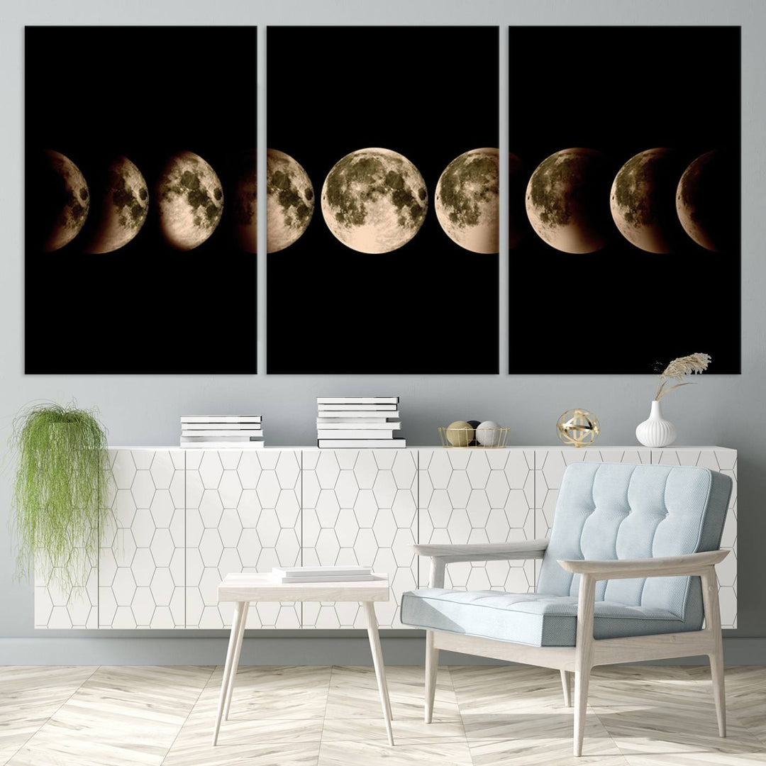 Moon Phases Canvas, Lunar Eclipse Canvas Art, Moon Phases Decor, Moon Canvas, Lunar Eclipse Style Canvas, Space Canvas, Space Home Decor Art