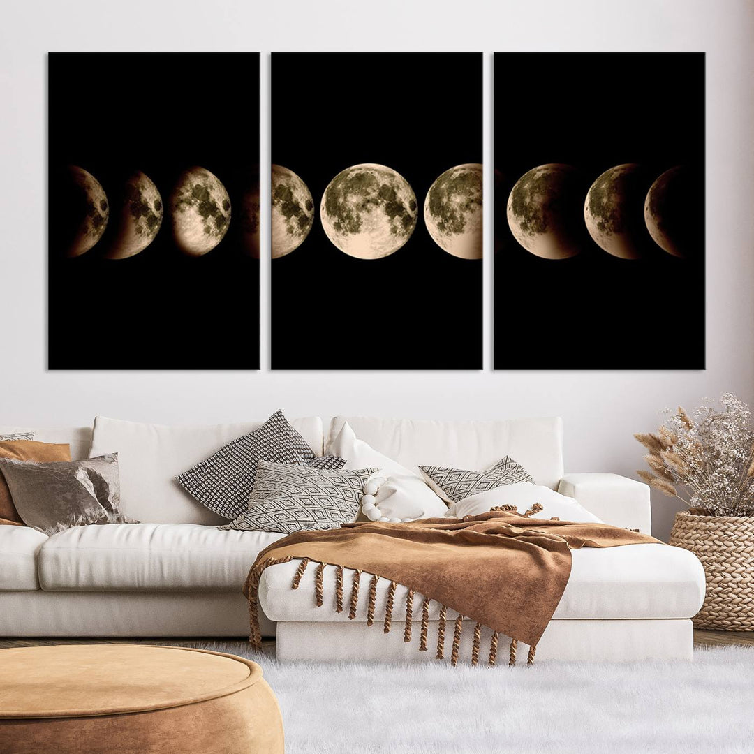 Moon Phases Canvas, Lunar Eclipse Canvas Art, Moon Phases Decor, Moon Canvas, Lunar Eclipse Style Canvas, Space Canvas, Space Home Decor Art