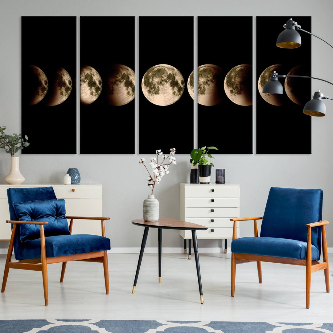 Moon Phases Canvas, Lunar Eclipse Canvas Art, Moon Phases Decor, Moon Canvas, Lunar Eclipse Style Canvas, Space Canvas, Space Home Decor Art