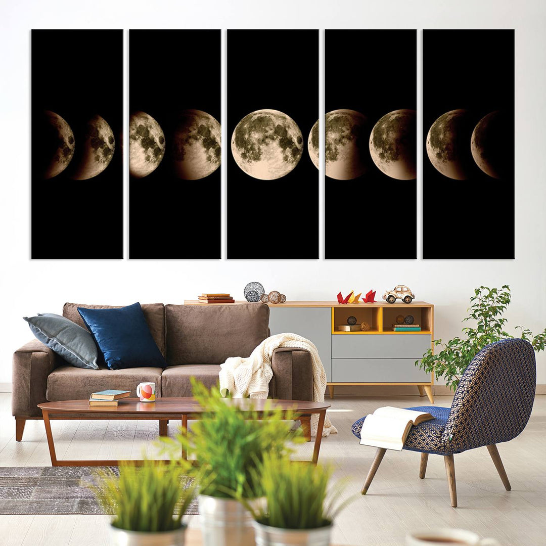 Moon Phases Canvas, Lunar Eclipse Canvas Art, Moon Phases Decor, Moon Canvas, Lunar Eclipse Style Canvas, Space Canvas, Space Home Decor Art