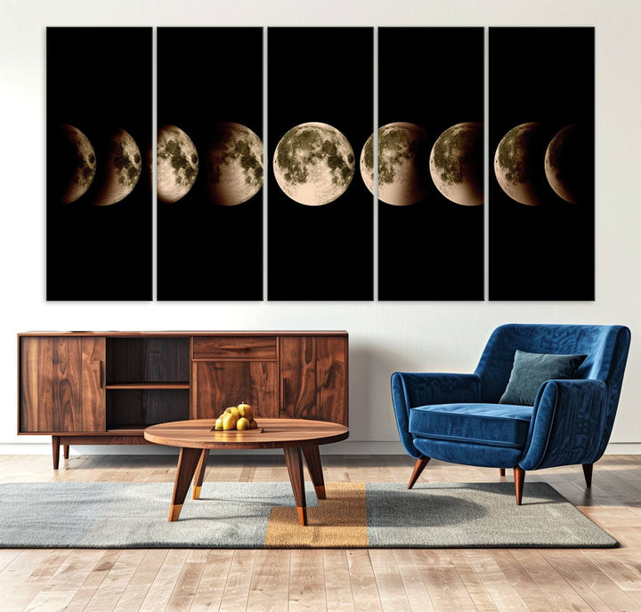 Moon Phases Canvas, Lunar Eclipse Canvas Art, Moon Phases Decor, Moon Canvas, Lunar Eclipse Style Canvas, Space Canvas, Space Home Decor Art