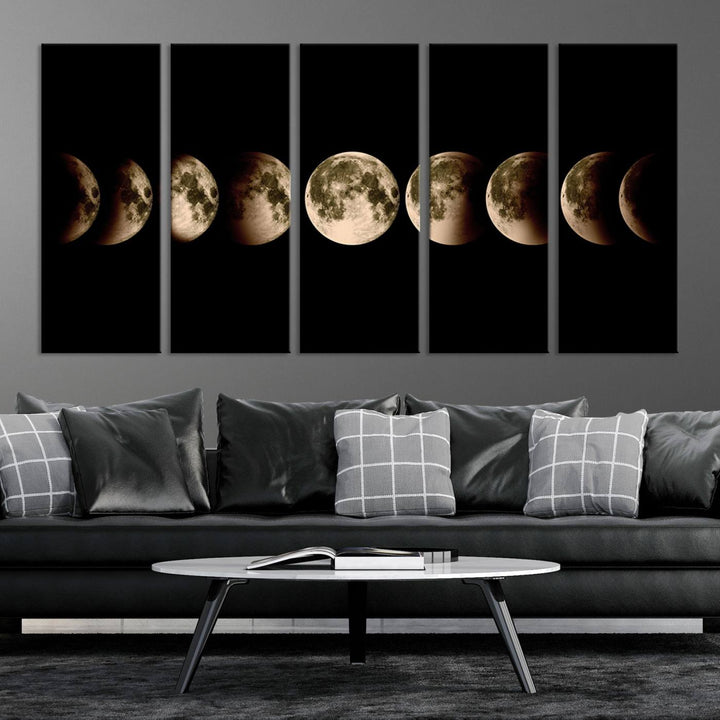 Moon Phases Canvas, Lunar Eclipse Canvas Art, Moon Phases Decor, Moon Canvas, Lunar Eclipse Style Canvas, Space Canvas, Space Home Decor Art