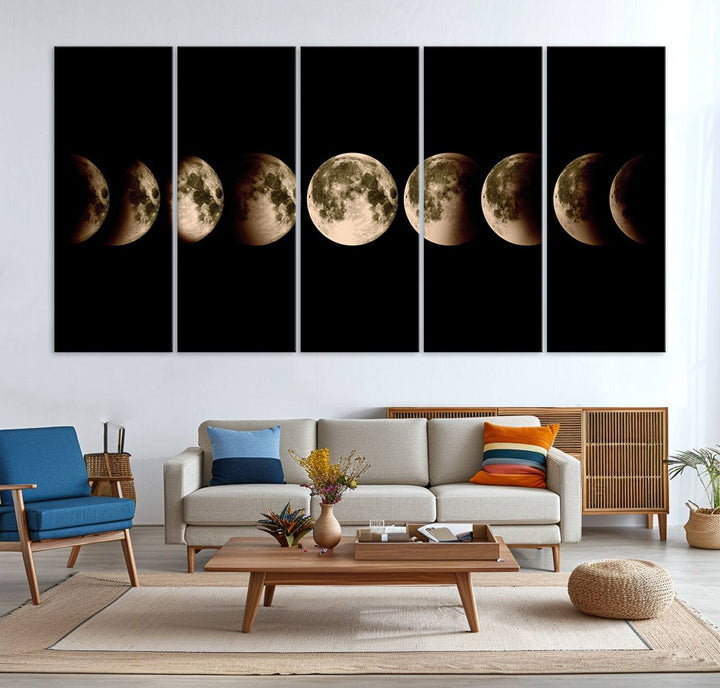 Moon Phases Canvas, Lunar Eclipse Canvas Art, Moon Phases Decor, Moon Canvas, Lunar Eclipse Style Canvas, Space Canvas, Space Home Decor Art