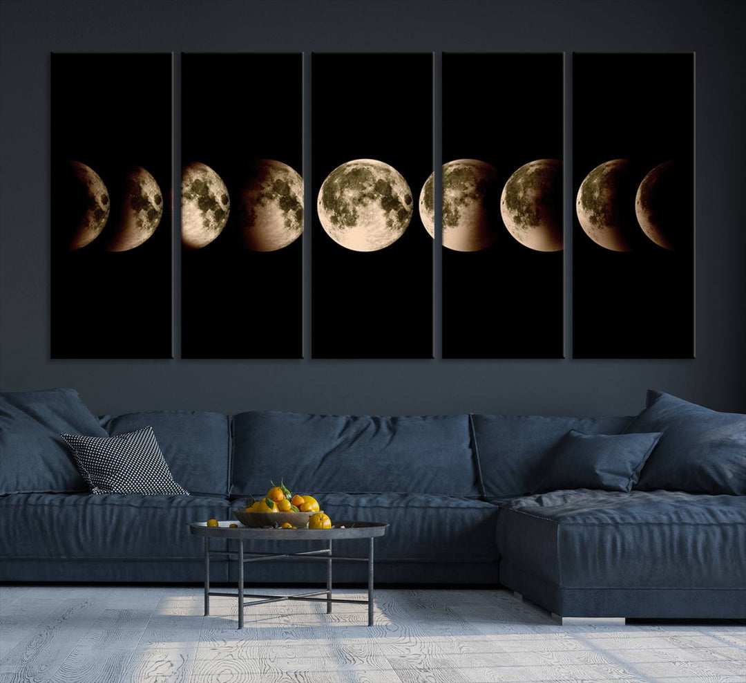 Moon Phases Canvas, Lunar Eclipse Canvas Art, Moon Phases Decor, Moon Canvas, Lunar Eclipse Style Canvas, Space Canvas, Space Home Decor Art