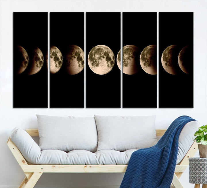 Moon Phases Canvas, Lunar Eclipse Canvas Art, Moon Phases Decor, Moon Canvas, Lunar Eclipse Style Canvas, Space Canvas, Space Home Decor Art