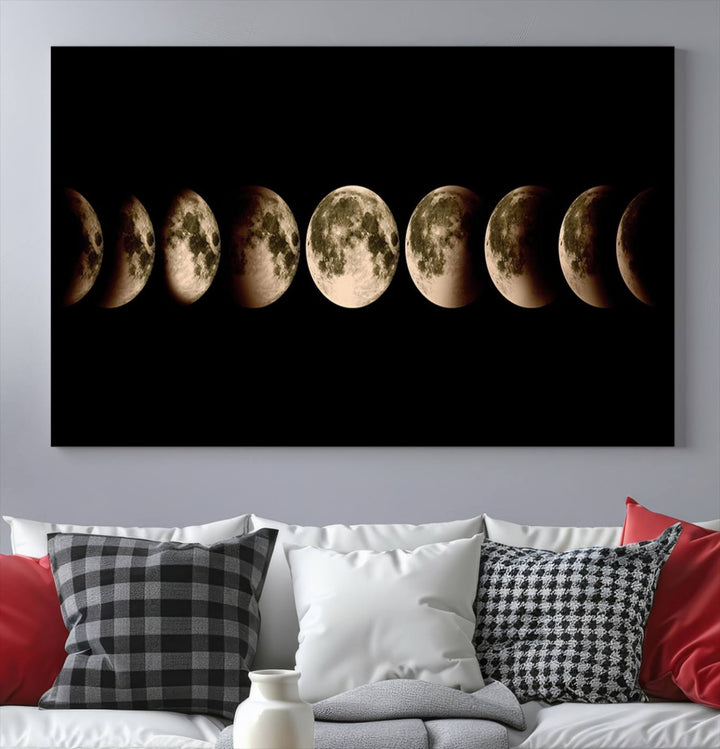 Moon Phases Canvas, Lunar Eclipse Canvas Art, Moon Phases Decor, Moon Canvas, Lunar Eclipse Style Canvas, Space Canvas, Space Home Decor Art