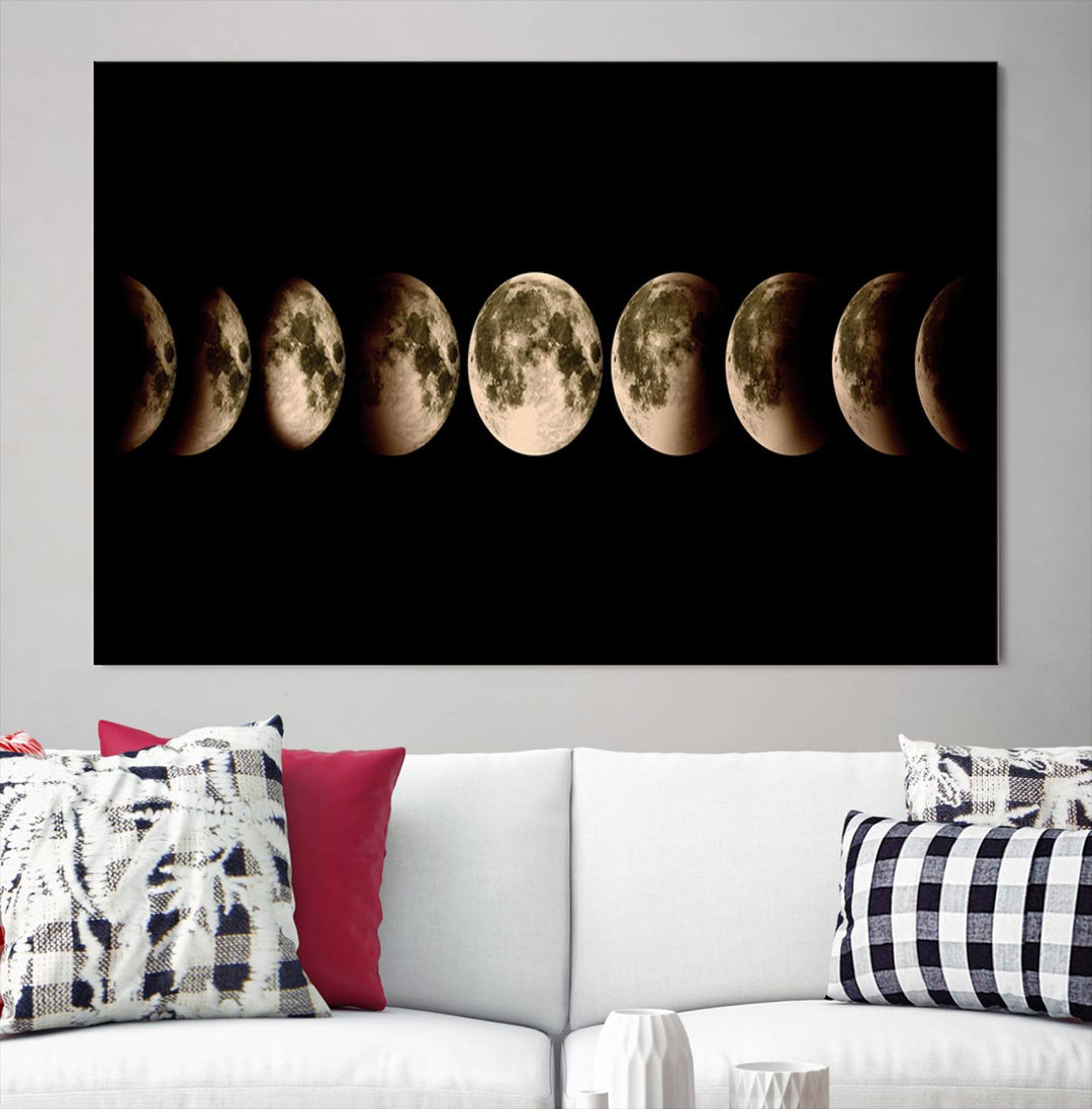 Moon Phases Canvas, Lunar Eclipse Canvas Art, Moon Phases Decor, Moon Canvas, Lunar Eclipse Style Canvas, Space Canvas, Space Home Decor Art