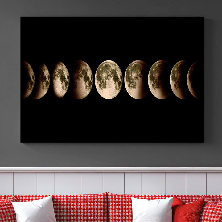 Moon Phases Canvas, Lunar Eclipse Canvas Art, Moon Phases Decor, Moon Canvas, Lunar Eclipse Style Canvas, Space Canvas, Space Home Decor Art