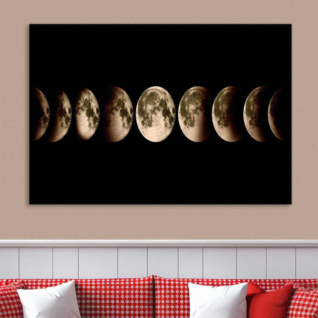 Moon Phases Canvas, Lunar Eclipse Canvas Art, Moon Phases Decor, Moon Canvas, Lunar Eclipse Style Canvas, Space Canvas, Space Home Decor Art