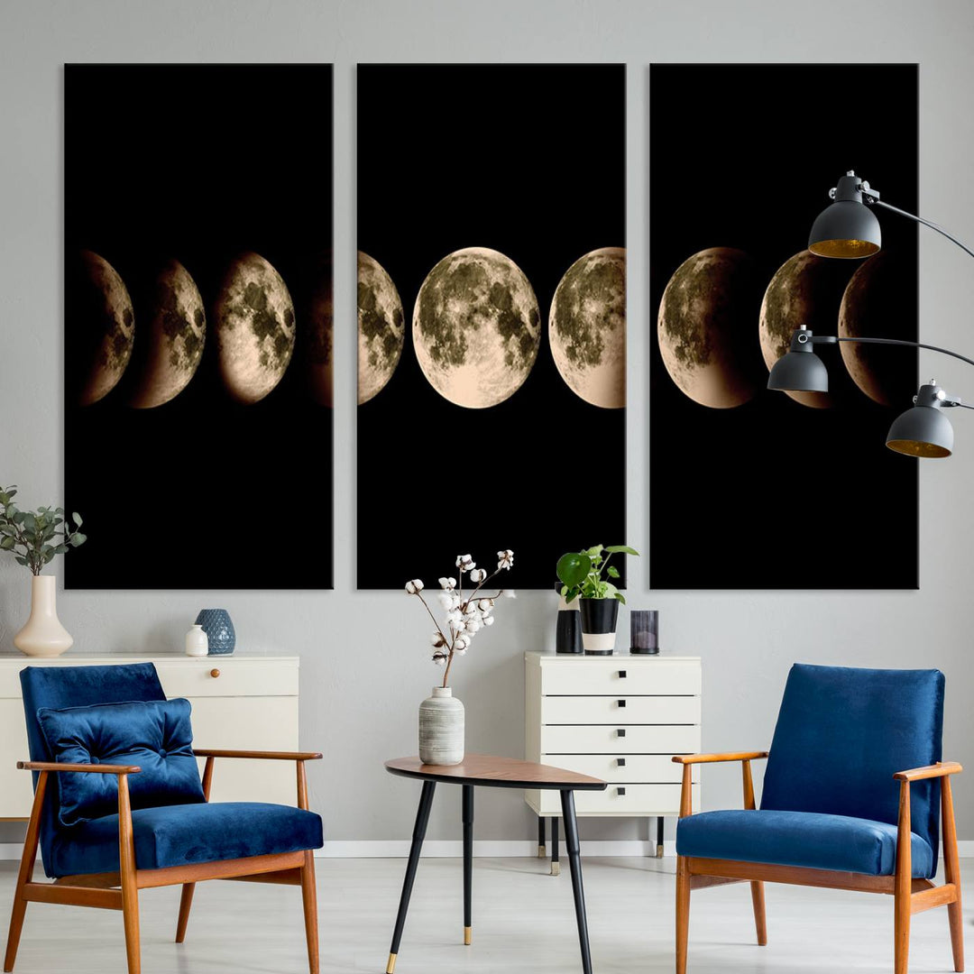 Moon Phases Canvas, Lunar Eclipse Canvas Art, Moon Phases Decor, Moon Canvas, Lunar Eclipse Style Canvas, Space Canvas, Space Home Decor Art