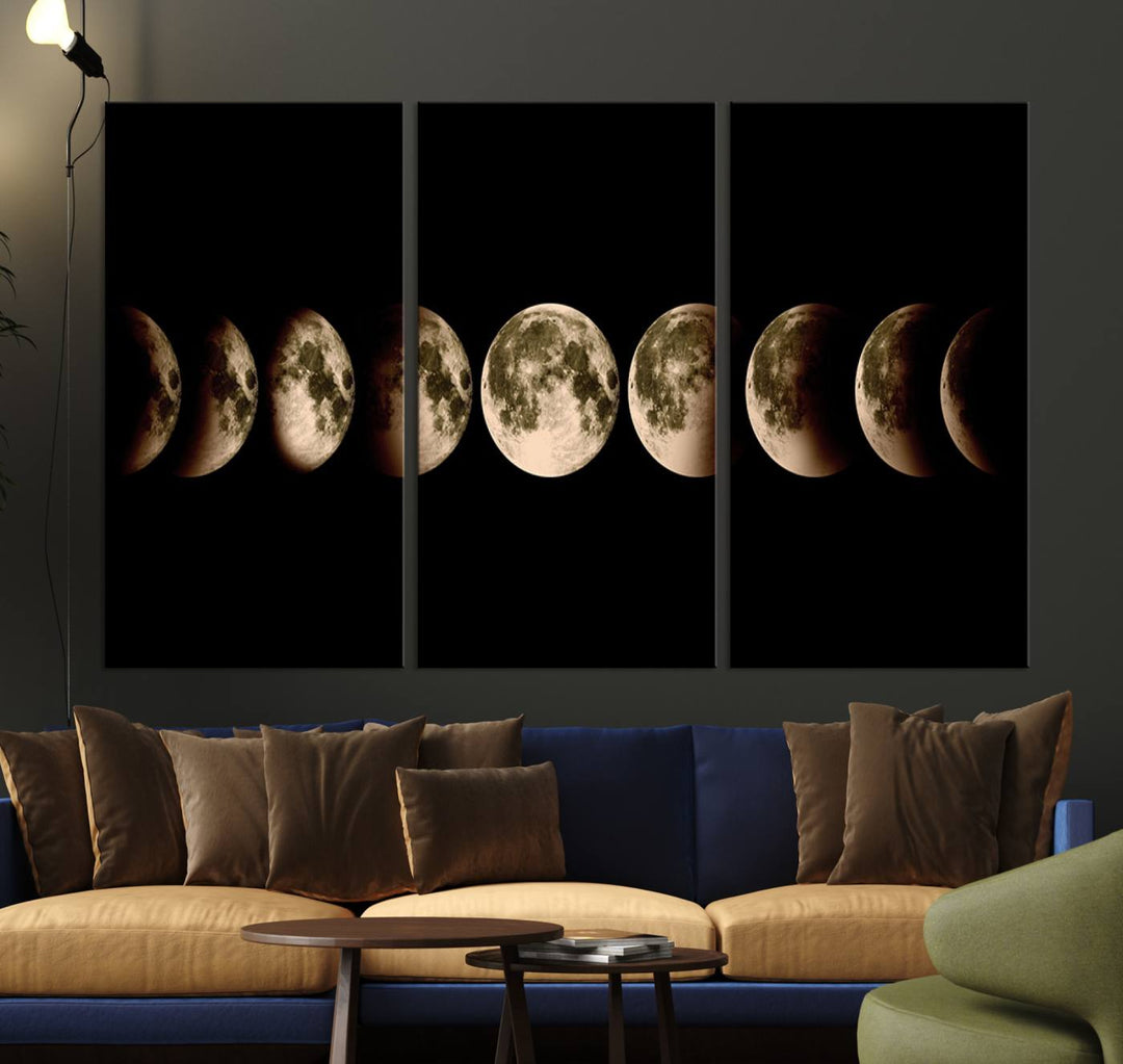 Moon Phases Canvas, Lunar Eclipse Canvas Art, Moon Phases Decor, Moon Canvas, Lunar Eclipse Style Canvas, Space Canvas, Space Home Decor Art