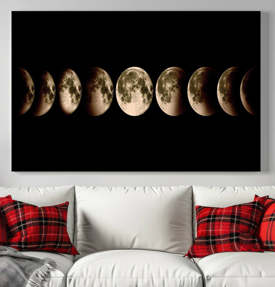 Moon Phases Canvas, Lunar Eclipse Canvas Art, Moon Phases Decor, Moon Canvas, Lunar Eclipse Style Canvas, Space Canvas, Space Home Decor Art