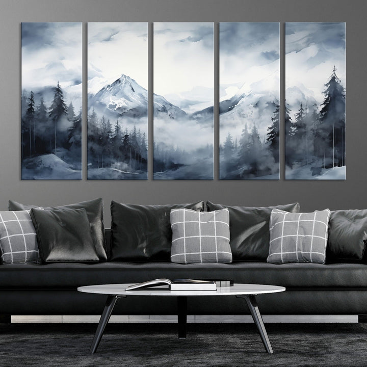 Mountain Landscape Canvas Wall Art Print Winter Painting for Wall Decor