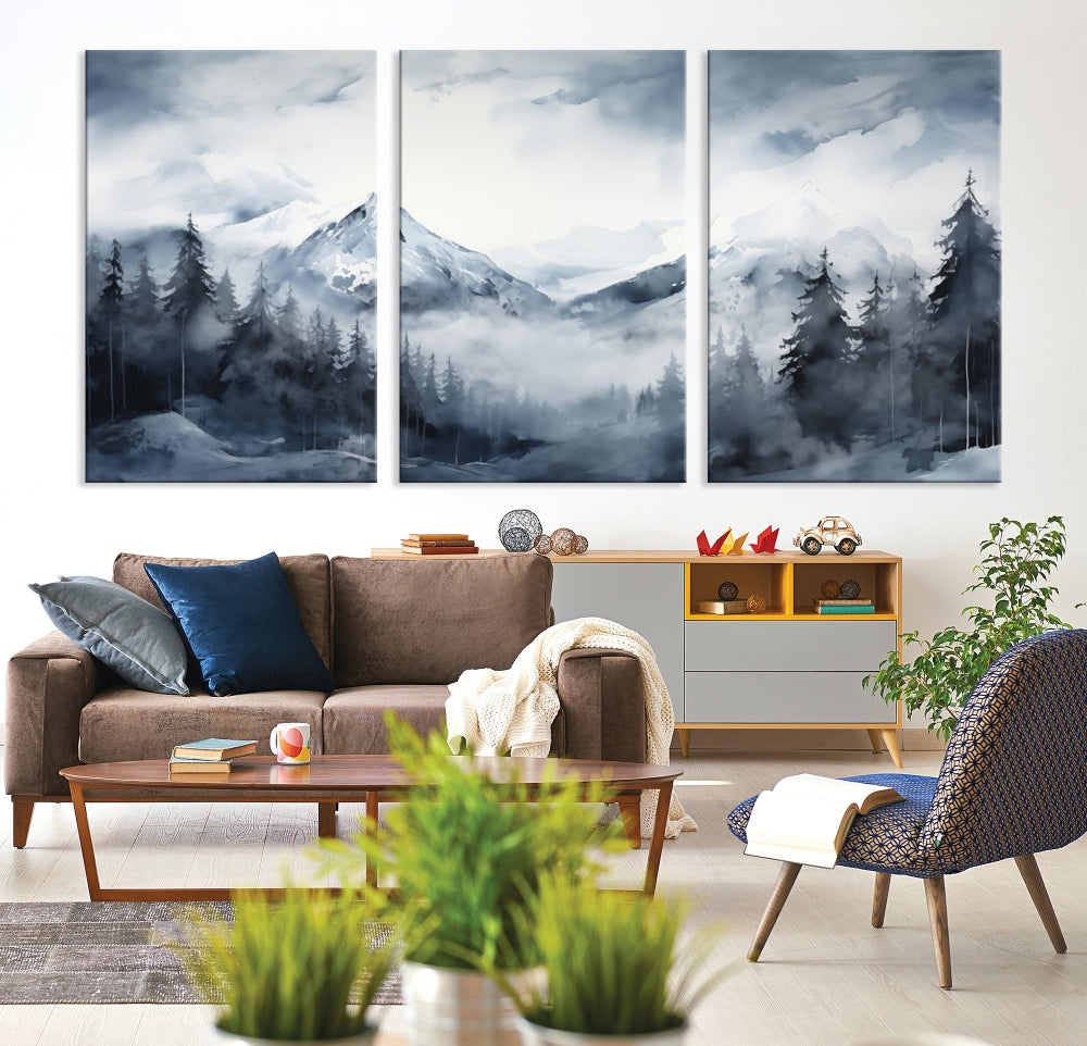 Mountain Landscape Canvas Wall Art Print Winter Painting for Wall Decor