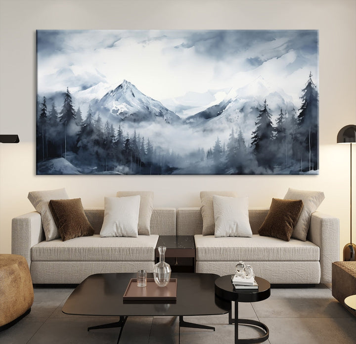 Mountain Landscape Canvas Wall Art Print Winter Painting for Wall Decor