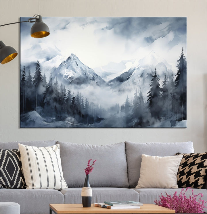 Mountain Landscape Canvas Wall Art Print Winter Painting for Wall Decor