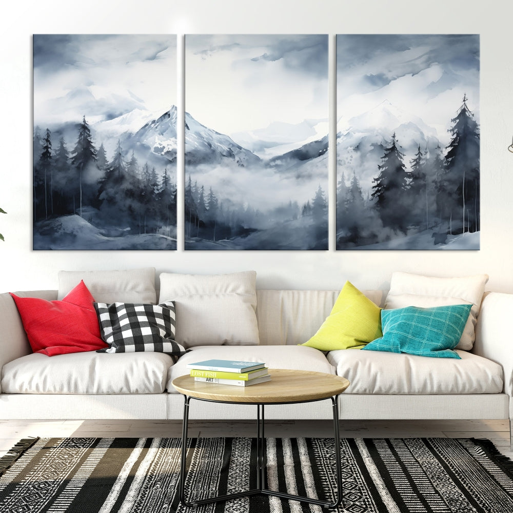 Mountain Landscape Canvas Wall Art Print Winter Painting for Wall Decor