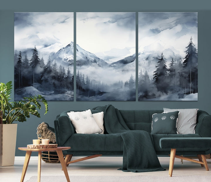 Mountain Landscape Canvas Wall Art Print Winter Painting for Wall Decor