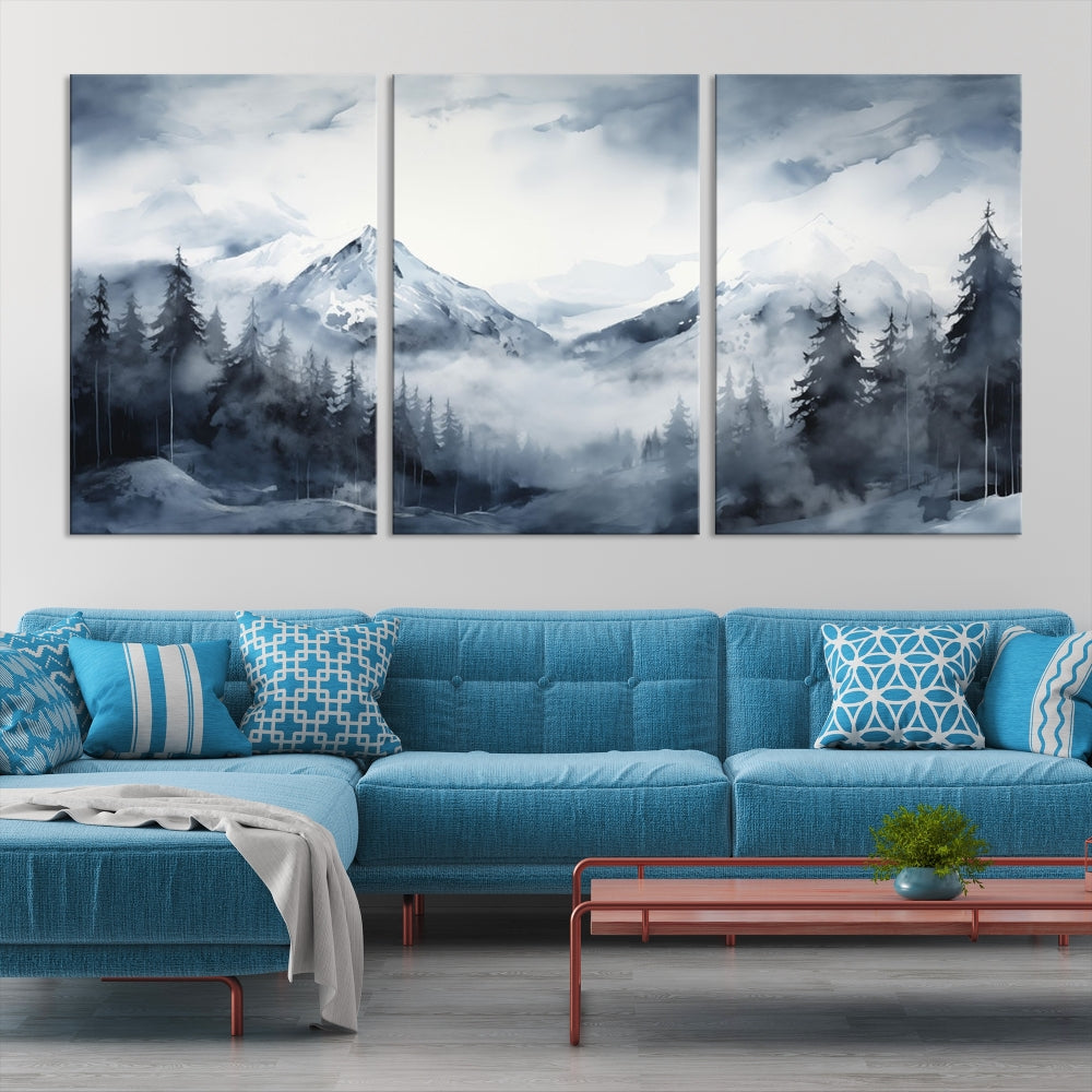 Mountain Landscape Canvas Wall Art Print Winter Painting for Wall Decor