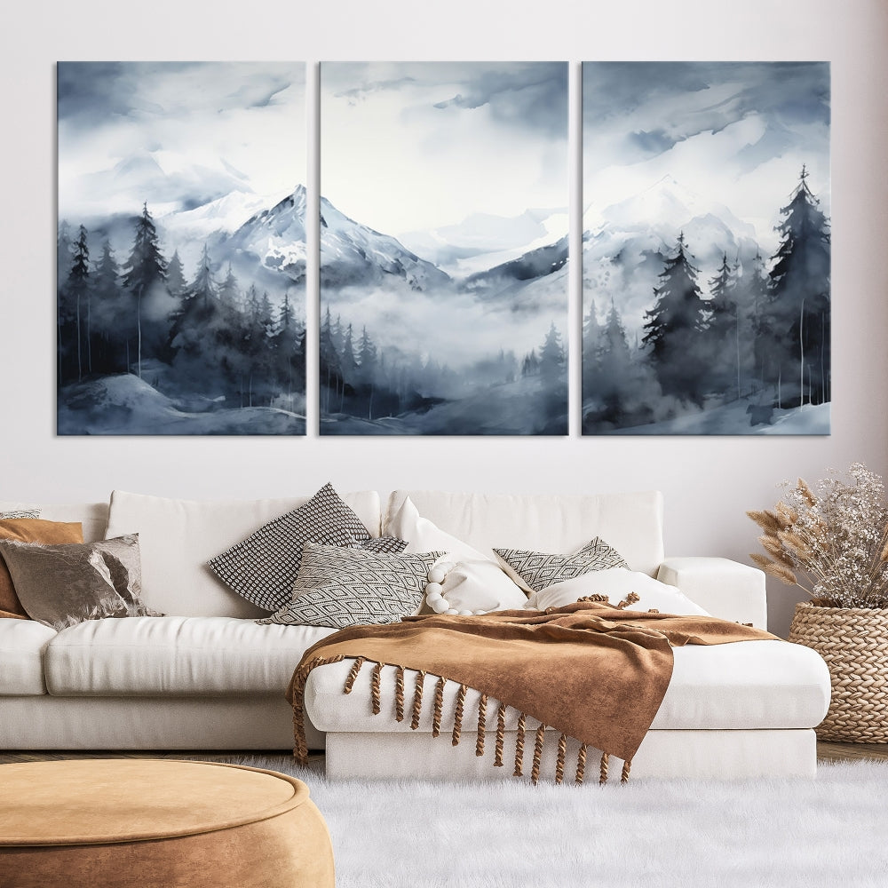 Mountain Landscape Canvas Wall Art Print Winter Painting for Wall Decor