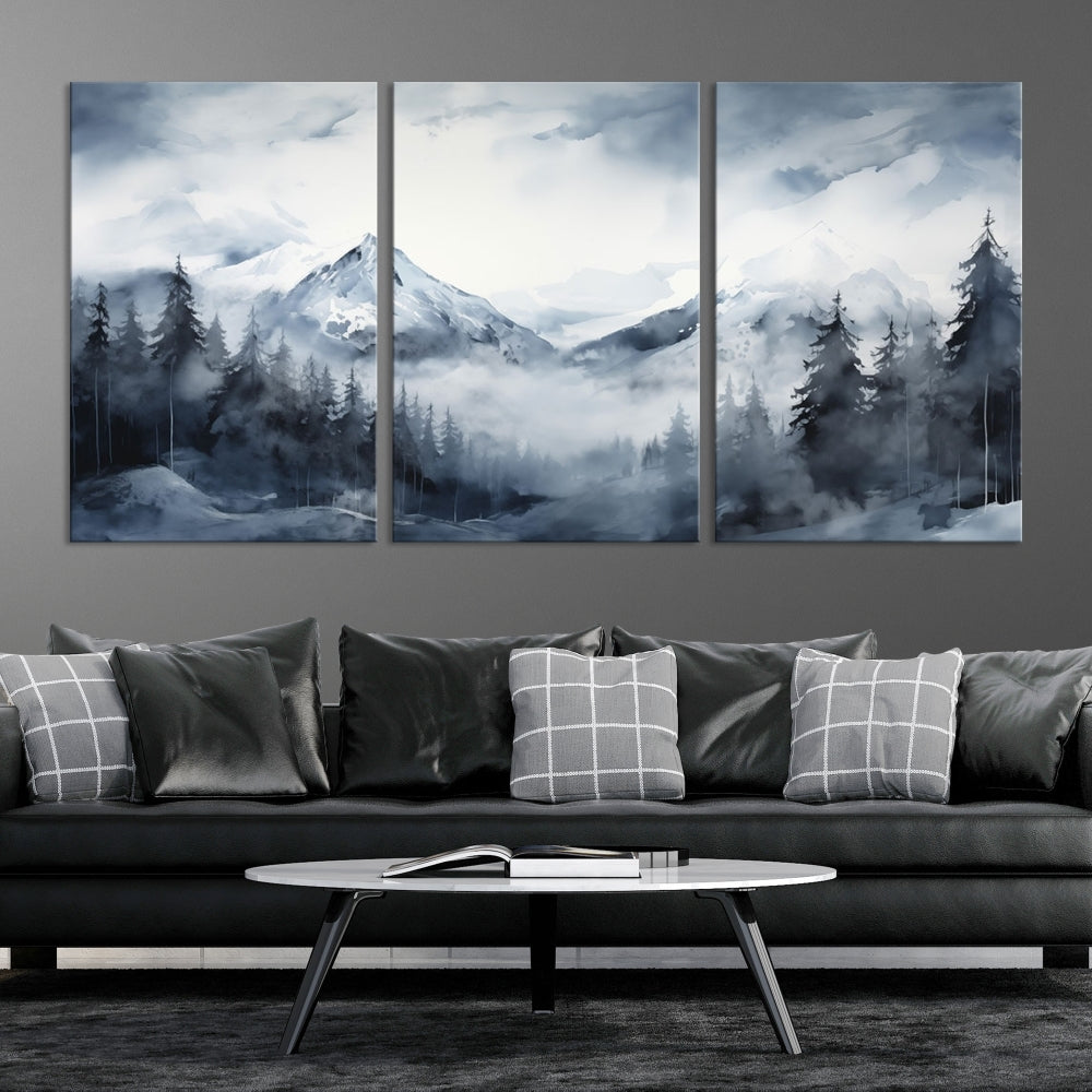 Mountain Landscape Canvas Wall Art Print Winter Painting for Wall Decor