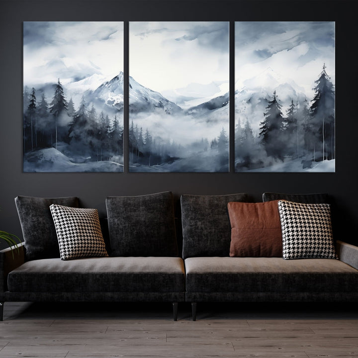 Mountain Landscape Canvas Wall Art Print Winter Painting for Wall Decor