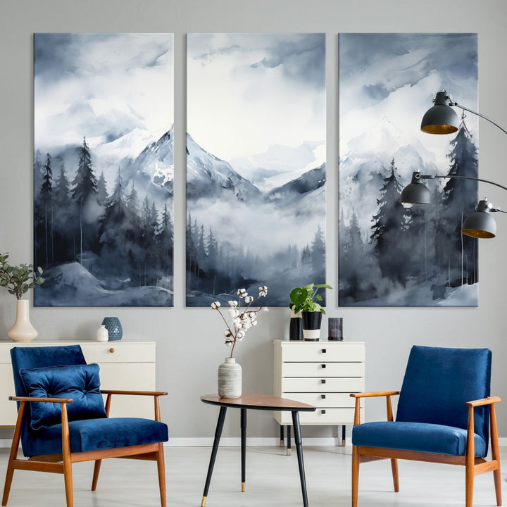 Mountain Landscape Canvas Wall Art Print Winter Painting for Wall Decor