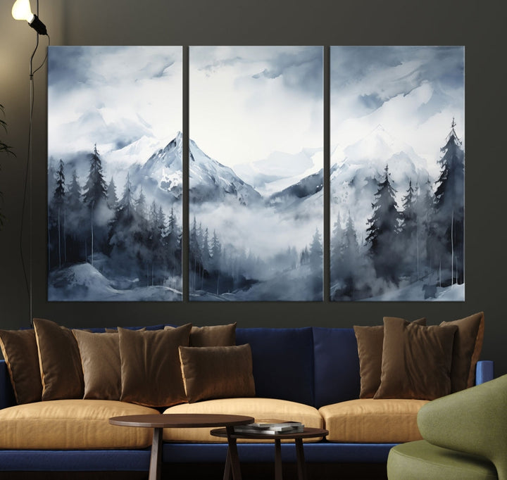 Mountain Landscape Canvas Wall Art Print Winter Painting for Wall Decor