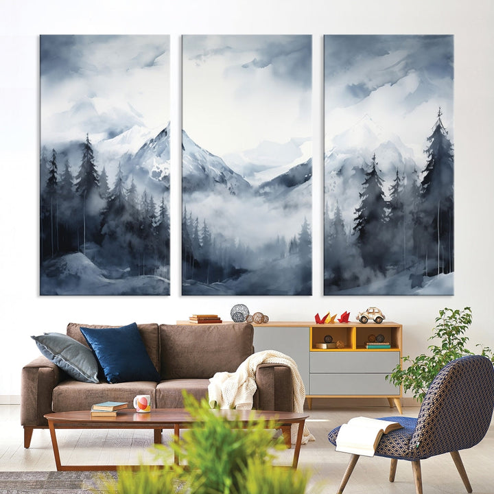 Mountain Landscape Canvas Wall Art Print Winter Painting for Wall Decor