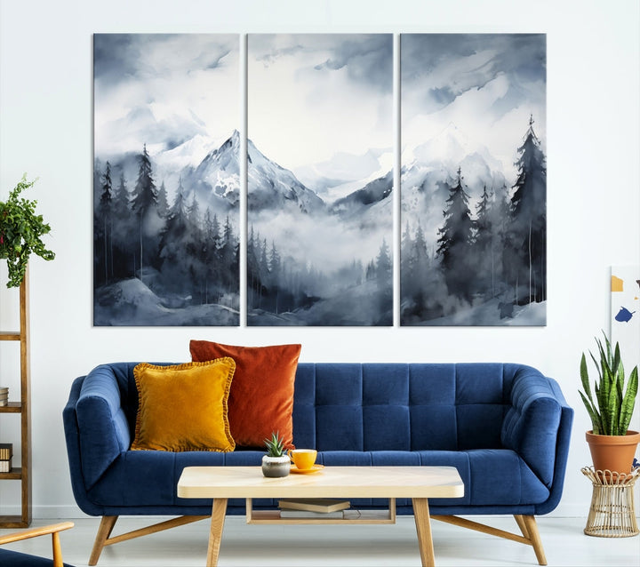 Mountain Landscape Canvas Wall Art Print Winter Painting for Wall Decor