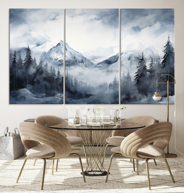 Mountain Landscape Canvas Wall Art Print Winter Painting for Wall Decor