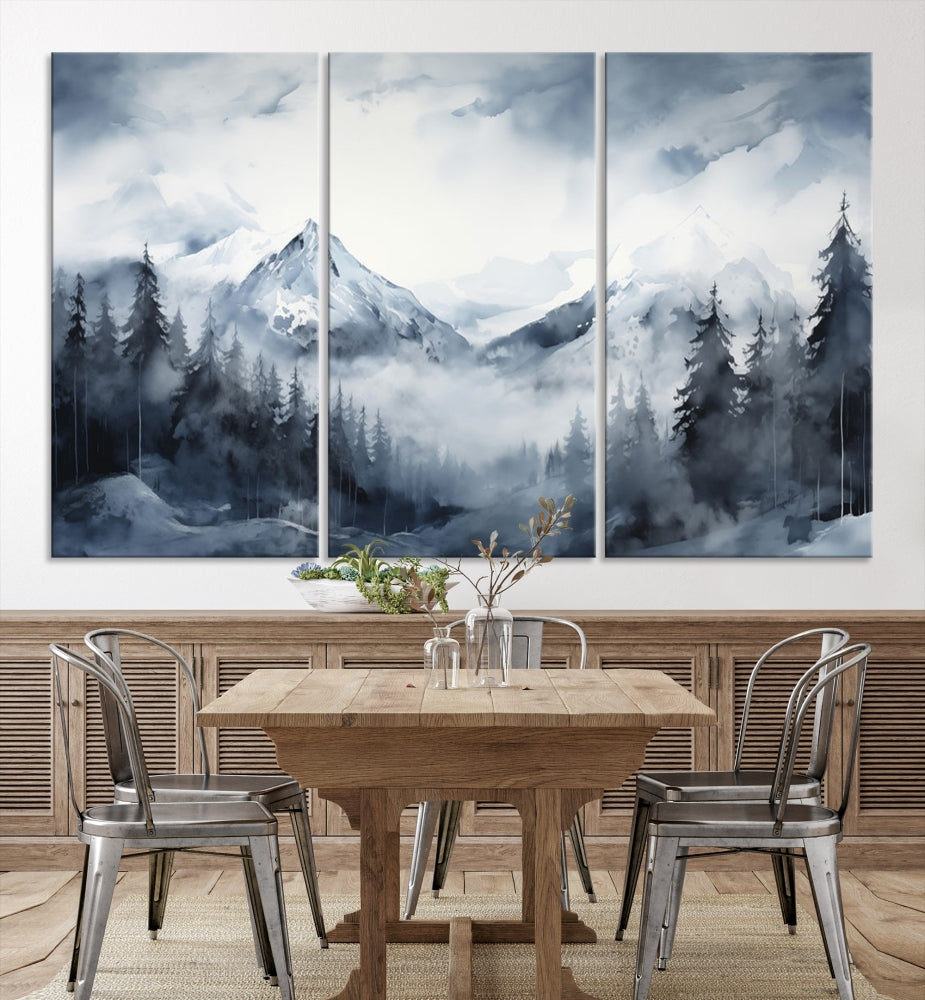 Mountain Landscape Canvas Wall Art Print Winter Painting for Wall Decor