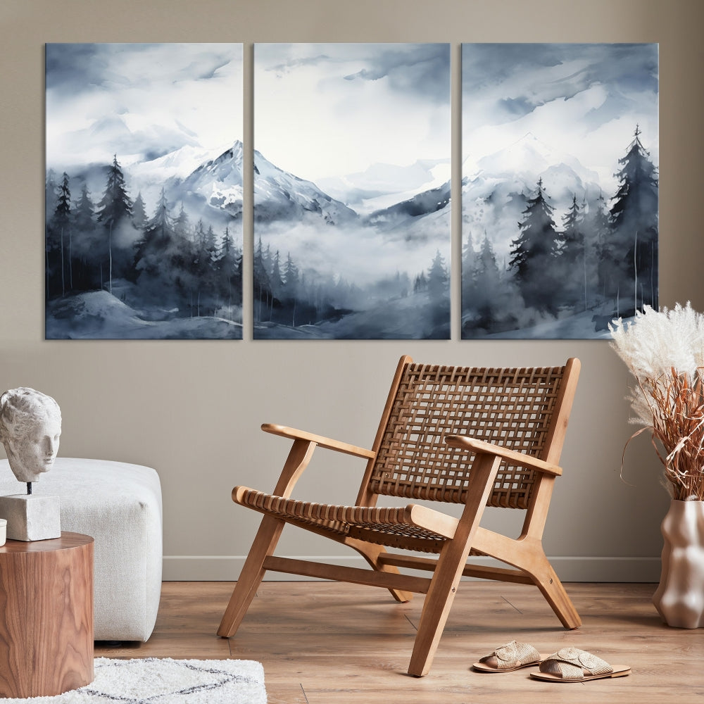 Mountain Landscape Canvas Wall Art Print Winter Painting for Wall Decor