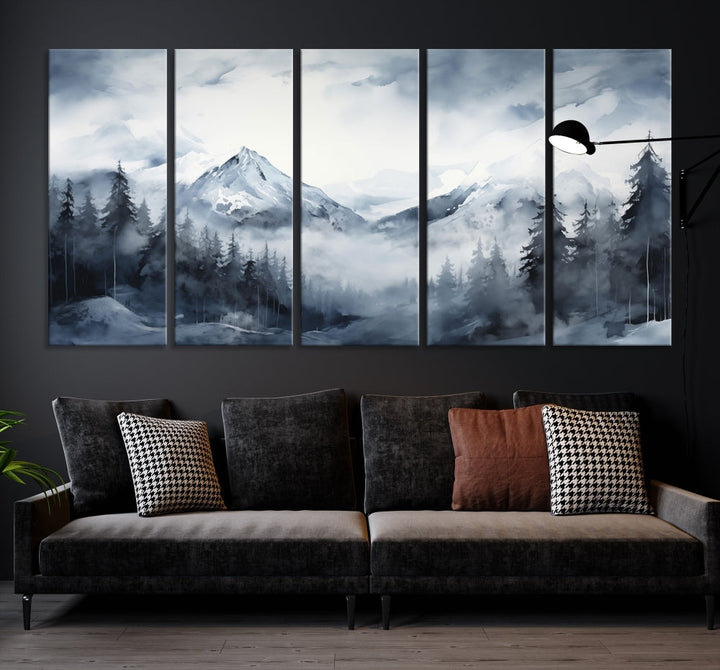 Mountain Landscape Canvas Wall Art Print Winter Painting for Wall Decor