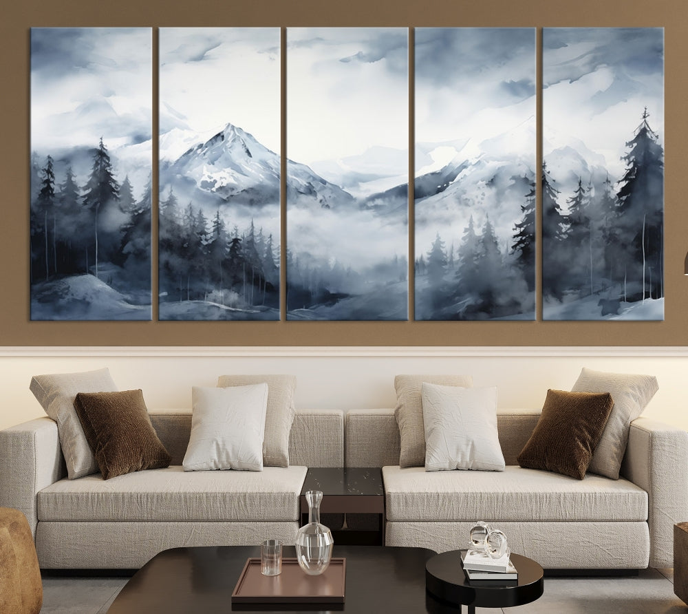 Mountain Landscape Canvas Wall Art Print Winter Painting for Wall Decor