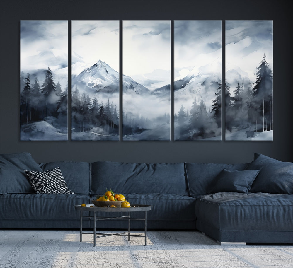 Mountain Landscape Canvas Wall Art Print Winter Painting for Wall Decor