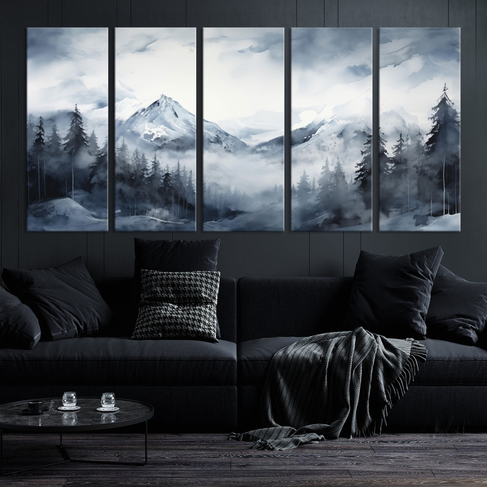 Mountain Landscape Canvas Wall Art Print Winter Painting for Wall Decor