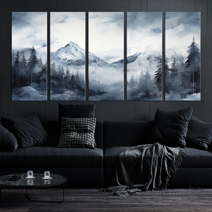 Mountain Landscape Canvas Wall Art Print Winter Painting for Wall Decor