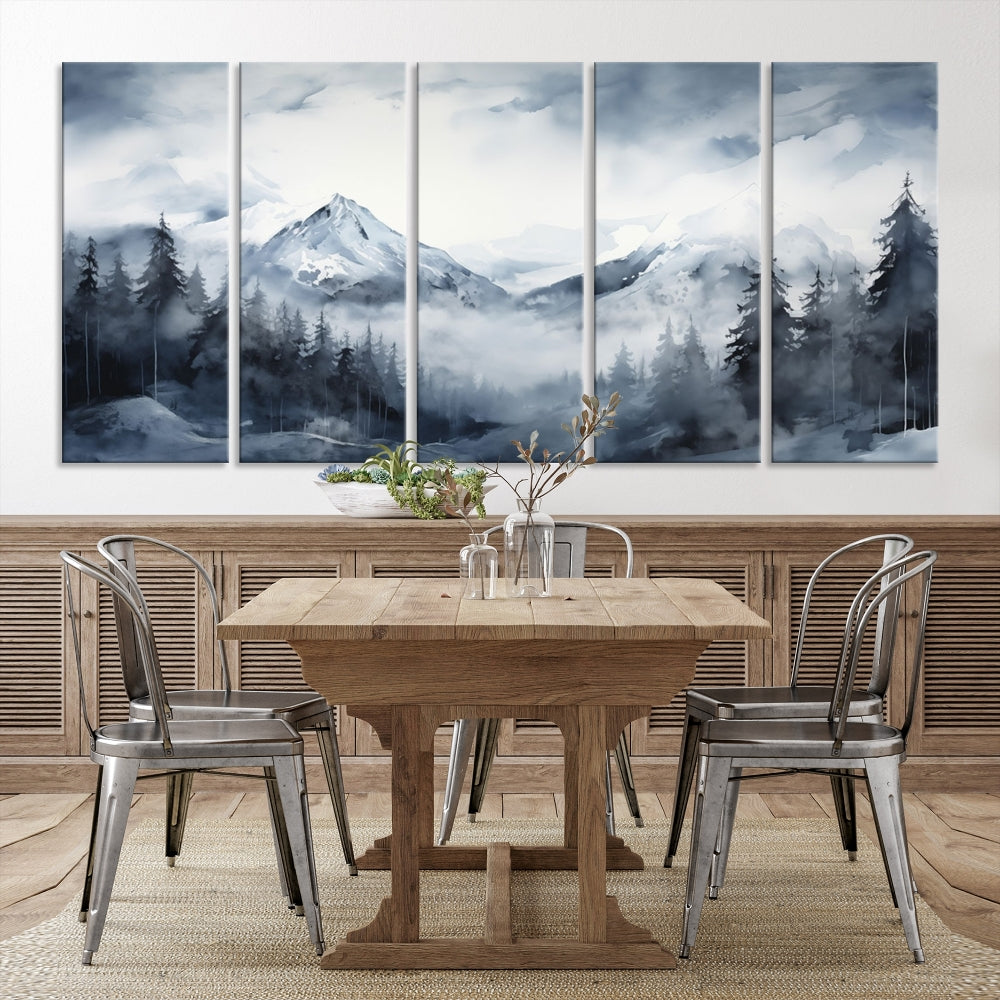 Mountain Landscape Canvas Wall Art Print Winter Painting for Wall Decor