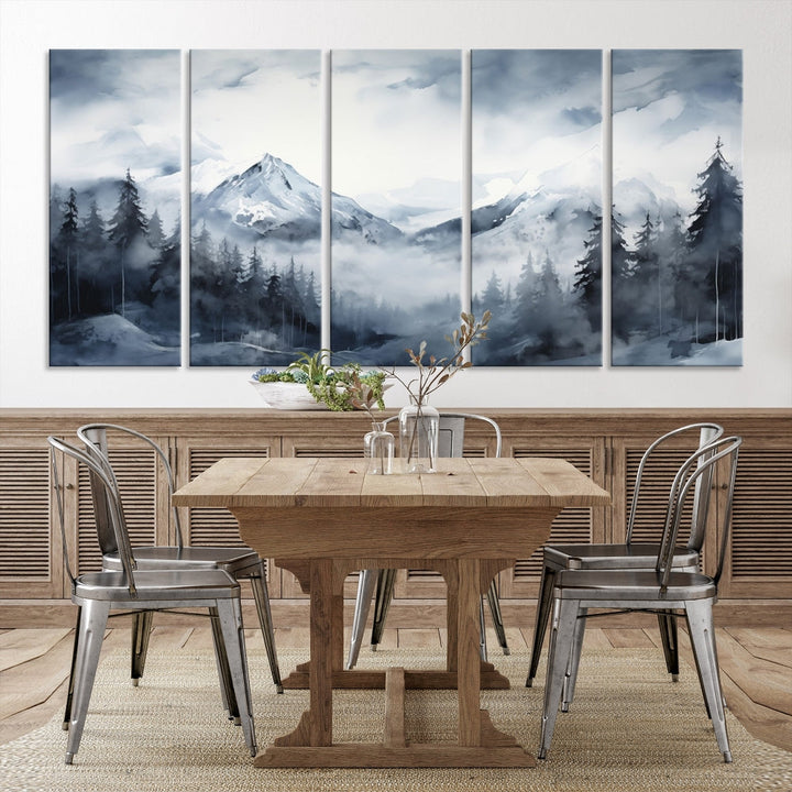 Mountain Landscape Canvas Wall Art Print Winter Painting for Wall Decor