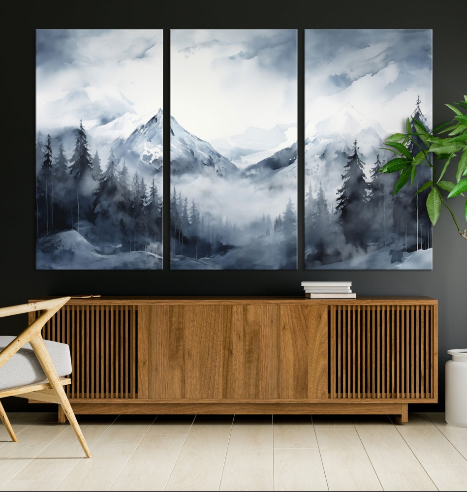 Mountain Landscape Canvas Wall Art Print Winter Painting for Wall Decor