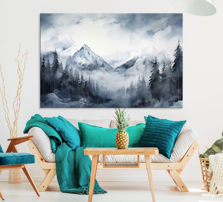 Mountain Landscape Canvas Wall Art Print Winter Painting for Wall Decor