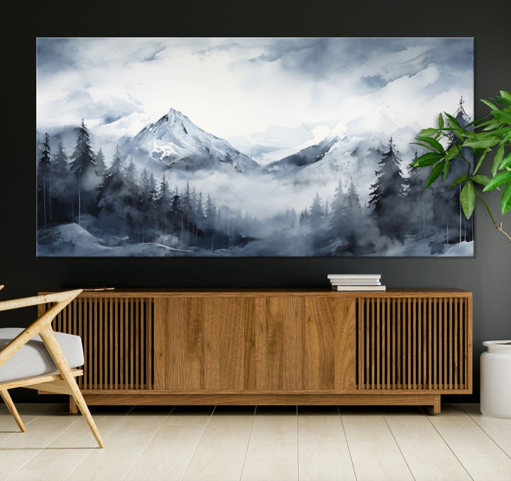 Mountain Landscape Canvas Wall Art Print Winter Painting for Wall Decor