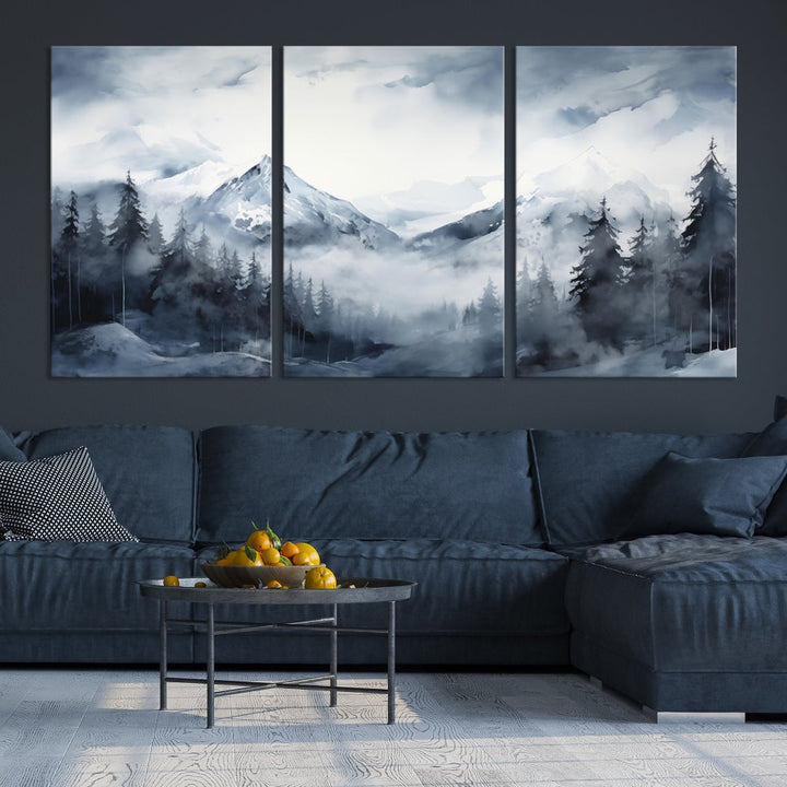 Mountain Landscape Canvas Wall Art Print Winter Painting for Wall Decor