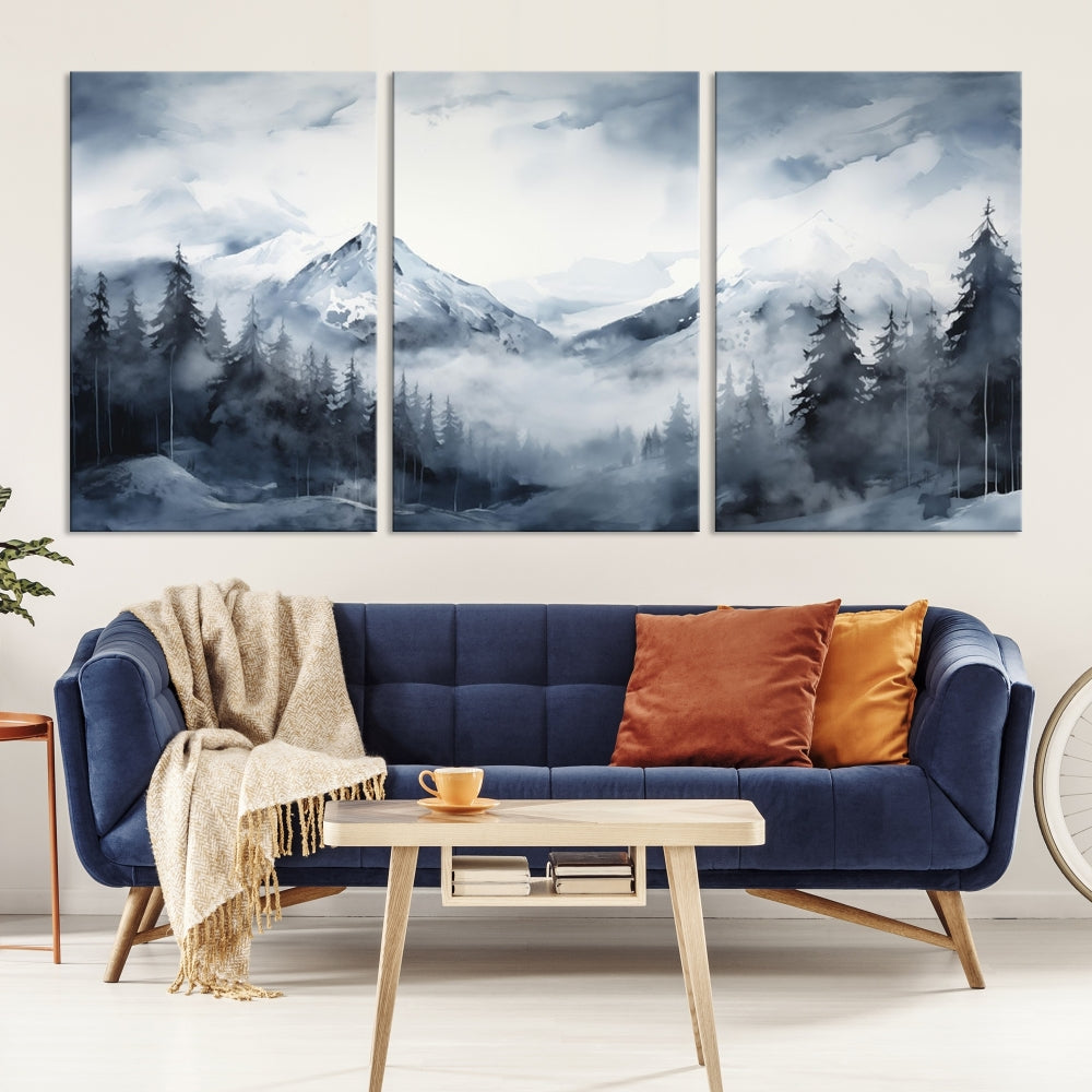 Mountain Landscape Canvas Wall Art Print Winter Painting for Wall Decor